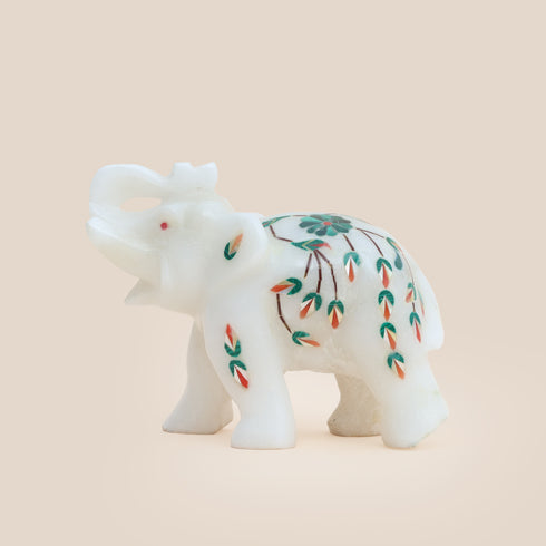 Marble Inlay Handcrafted Elephant (Green)
