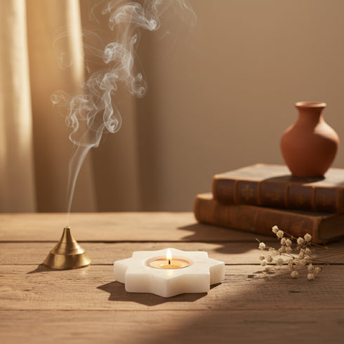 Marble T-Light Candle Holder Star Shaped