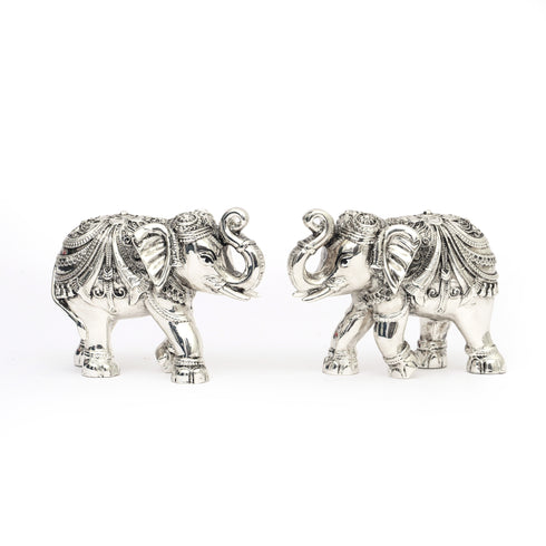 Medium Intricately Handcrafted Silver-Plated Gajraj