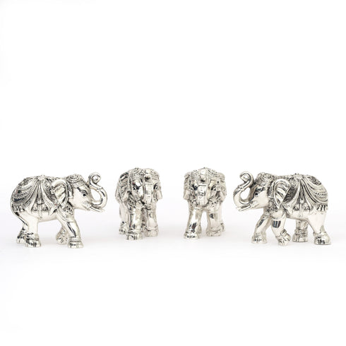 Medium Intricately Handcrafted Silver-Plated Gajraj