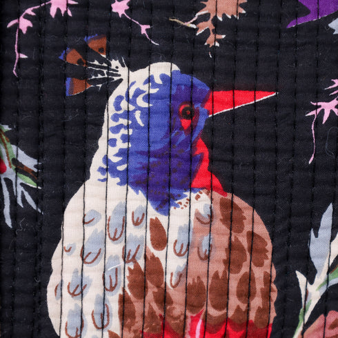 Midnight Paradise Quilted Tote Bag - Hand Block Print