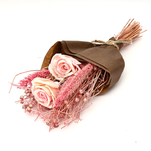 Mini Blush Pink Shola Rose Dried Flower Bouquet – 21g Handcrafted Floral Gift for Rustic Decor & Hampers