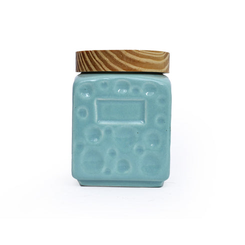 Mini Ceramic Jar with wooden Lid (Set of 3)