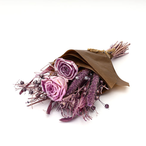 Mini Lavender Shola Rose Dried Flower Bouquet – 19.5g Rustic Handcrafted Arrangement for Gift Hampers & Tabletop Decorv