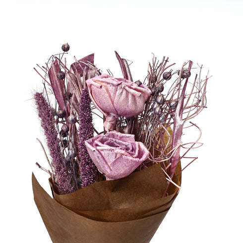 Mini Lavender Shola Rose Dried Flower Bouquet – 19.5g Rustic Handcrafted Arrangement for Gift Hampers & Tabletop Decor