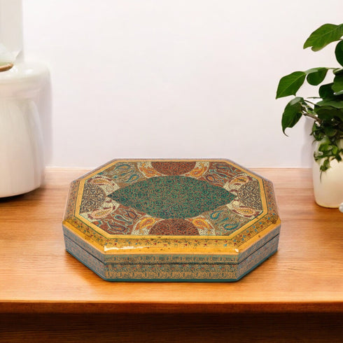 Multi Colored Paper Mache 8 Corner Box