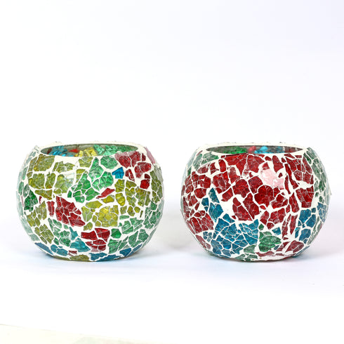 Multicolour Mosaic T-light Holders