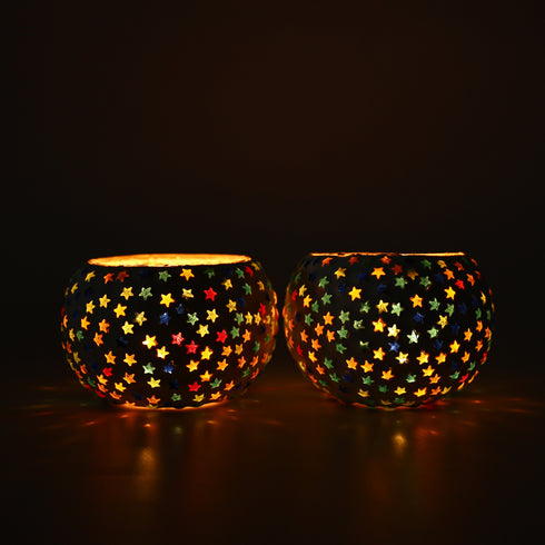Multicolour Mosaic T-light Holders