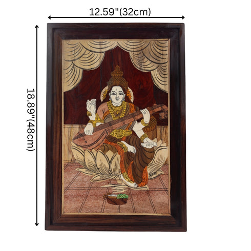Mysore Inlay Goddess Saraswati Wall Decor