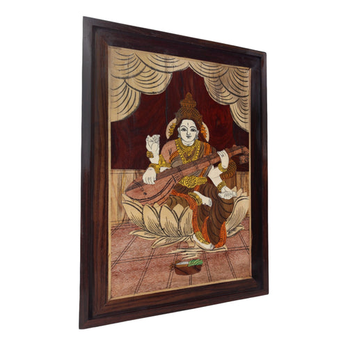 Mysore Inlay Goddess Saraswati Wall Decor