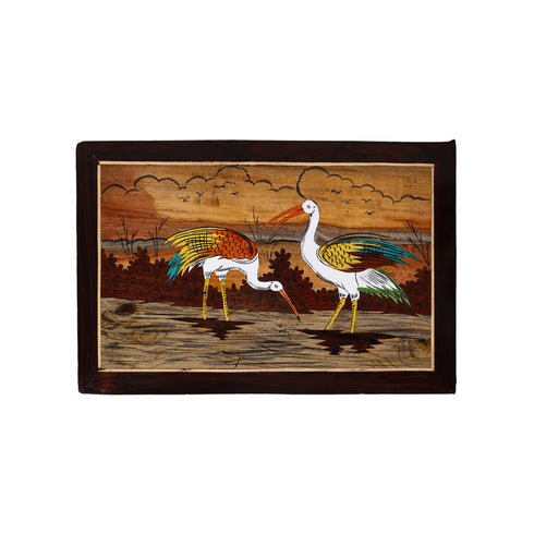 Mysore Inlay Rosewood Painting of Cranes (Landscape)