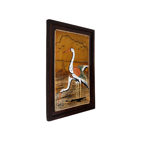 Mysore Inlay Rosewood Painting of Cranes (Portrait)