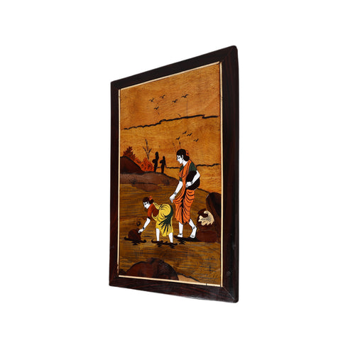 Mysore Inlay Rosewood Painting of Two Beautiful Women (Portrait)