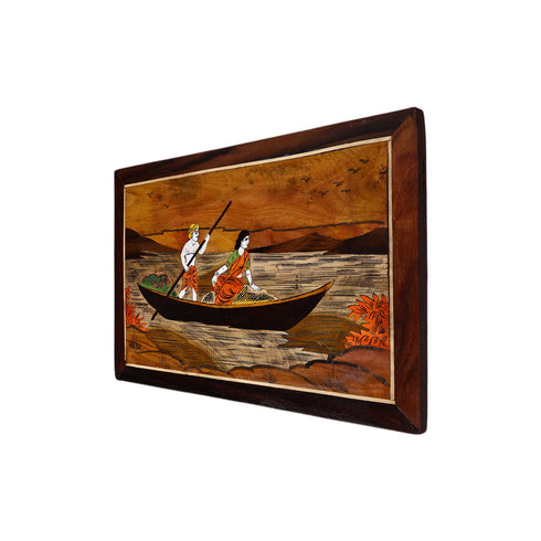 Mysore Inlay Rosewood Painting of a Boat Ride