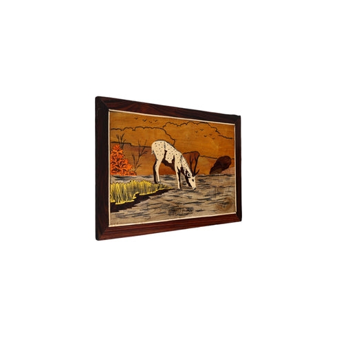 Mysore Inlay Rosewood Painting of a Graceful Deer
