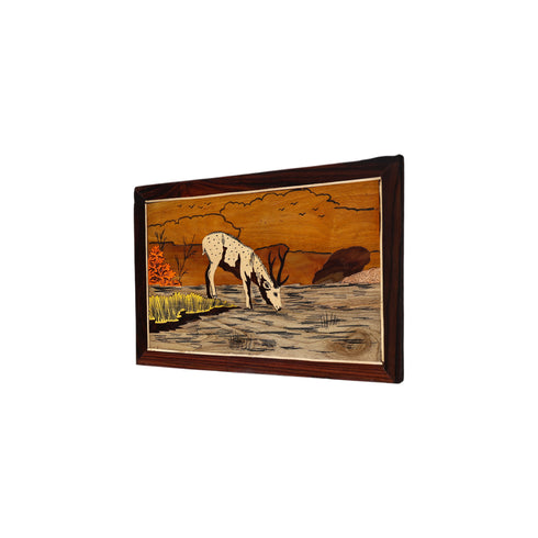 Mysore Inlay Rosewood Painting of a Graceful Deer