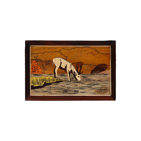 Mysore Inlay Rosewood Painting of a Graceful Deer
