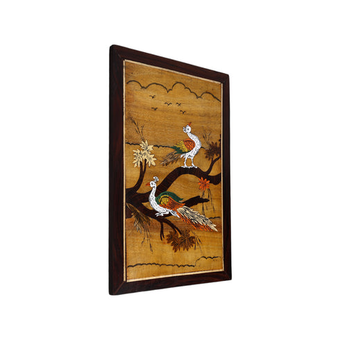 Mysore Inlay Rosewood Painting of a Peacocks on a Tree