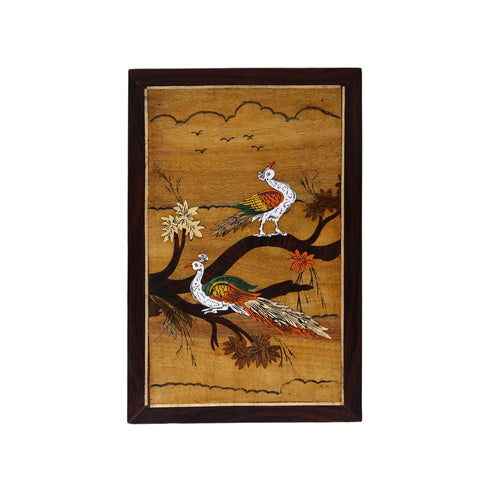 Mysore Inlay Rosewood Painting of a Peacocks on a Tree