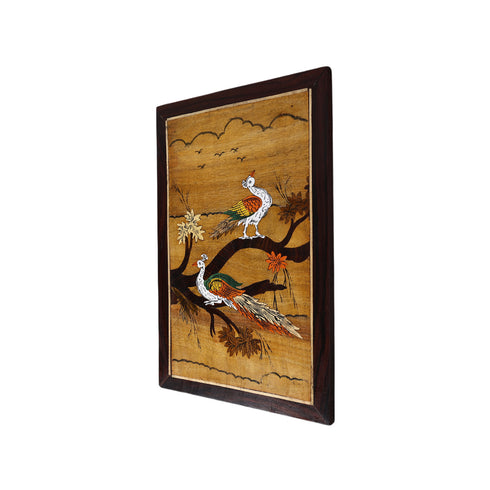 Mysore Inlay Rosewood Painting of a Peacocks on a Tree