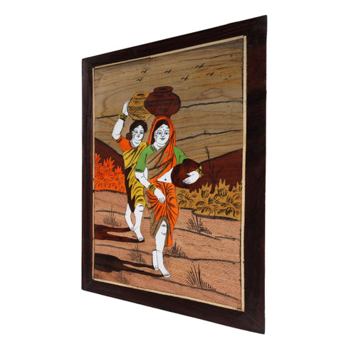 Mysore Inlay Rural Life Wall Decor