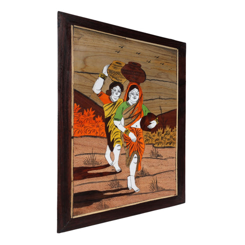 Mysore Inlay Rural Life Wall Decor