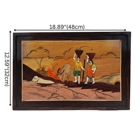 Mysore Inlay  Rural Life Wall Decor