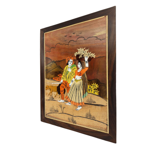 Mysore Inlay Rural Life Wall Decor