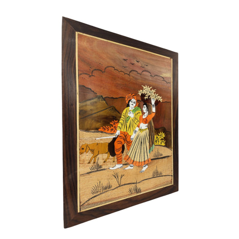 Mysore Inlay Rural Life Wall Decor