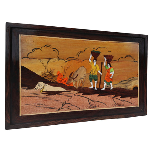 Mysore Inlay  Rural Life Wall Decor