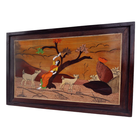 Mysore Inlay Rural Life Wall Decor