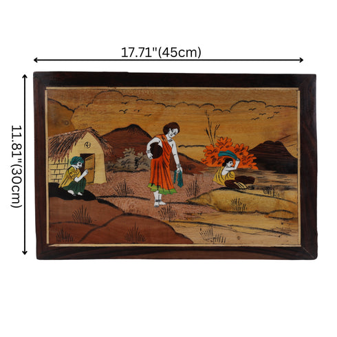 Mysore Inlay Rural Life Wall Decor
