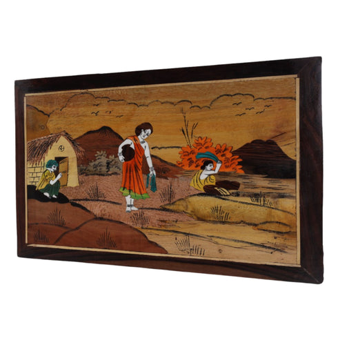 Mysore Inlay Rural Life Wall Decor