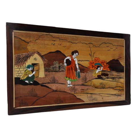 Mysore Inlay Rural Life Wall Decor