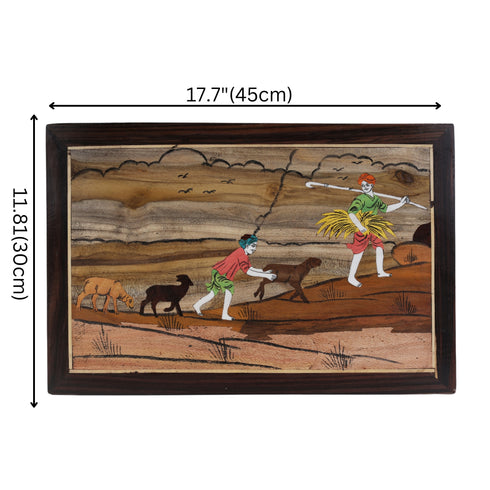 Mysore Inlay Rural Life Wall Decor