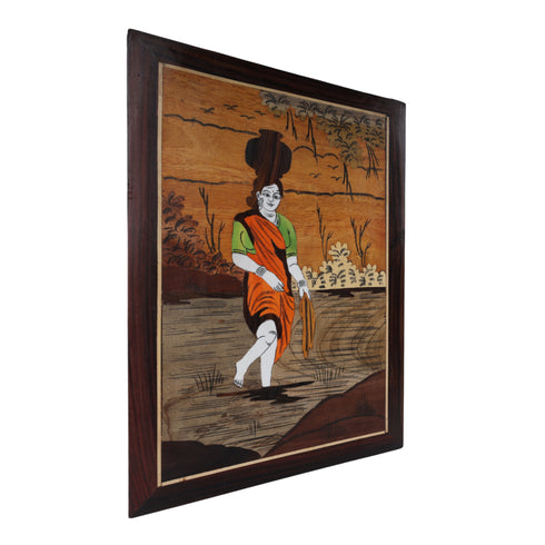 Mysore Inlay Rural Life Wall Decor