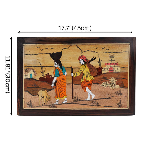 Mysore Inlay Rural Life Wall Decor
