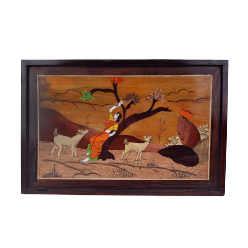 Mysore Inlay Rural Life Wall Decor