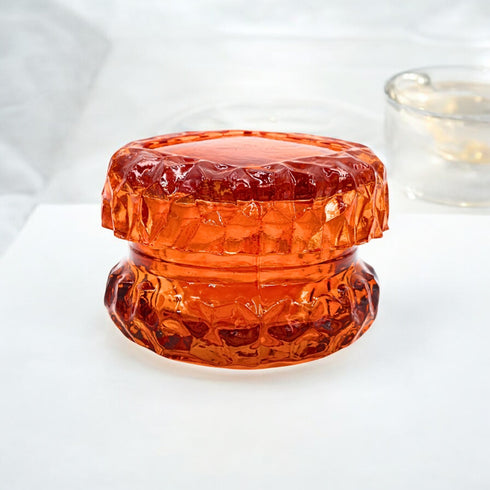 Elegant Diamond-Cut Glass Candle Jar | for Home, Party, Office Decorations