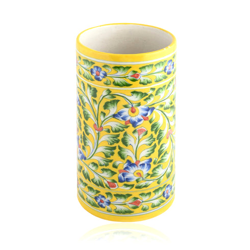 Natriel Blue Pottery Decorative Cylindrical Vase