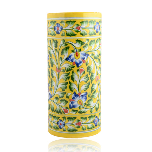 Natriel Blue Pottery Decorative Cylindrical Vase