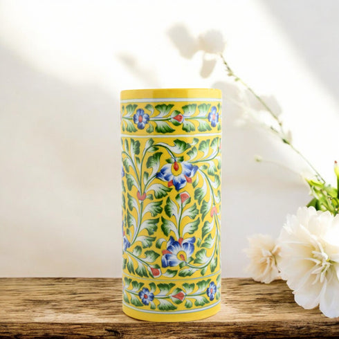 Natriel Blue Pottery Decorative Cylindrical Vase