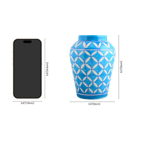 Natriel Blue Pottery Decorative Handi Vase—Cyan Blue