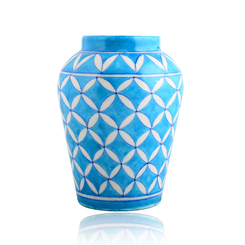 Natriel Blue Pottery Decorative Handi Vase—Cyan Blue