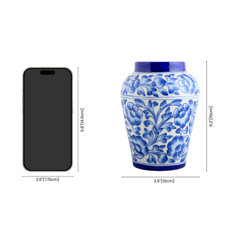 Natriel Blue Pottery Decorative Handi Vase—White and Blue