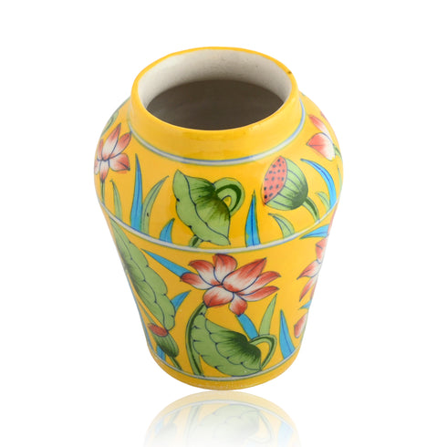 Natriel Blue Pottery Decorative Handi Vase—Yellow