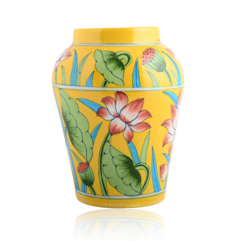 Natriel Blue Pottery Decorative Handi Vase—Yellow