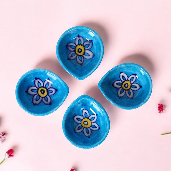 Natriel Blue Pottery Diyas - Set of 4—Turquoise