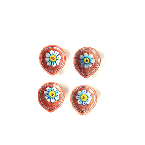 Natriel Blue Pottery Diyas - Set of 4 pink