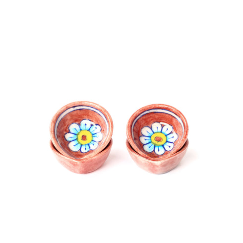 Natriel Blue Pottery Diyas - Set of 4 pink